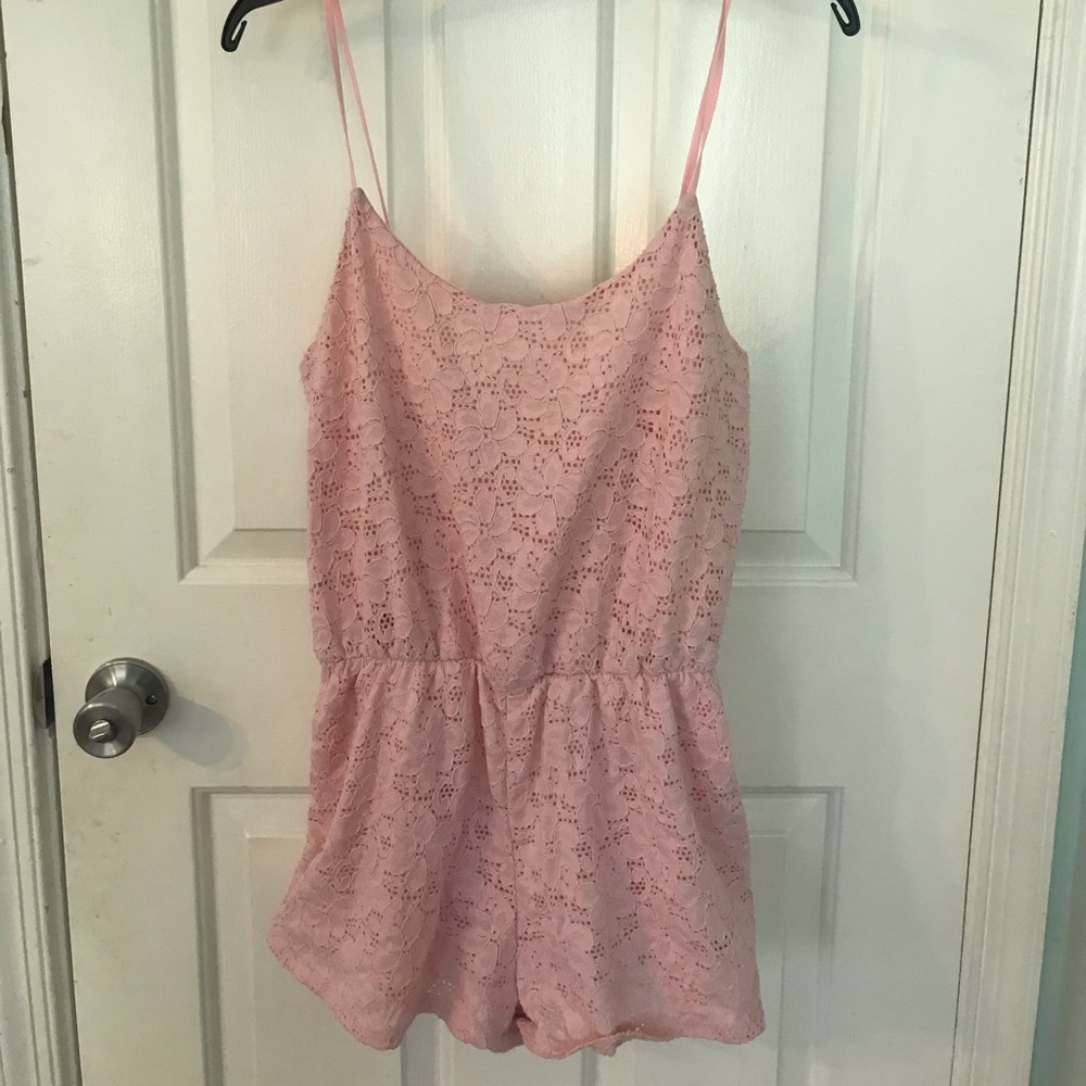 Papaya Pink Lace Romper
